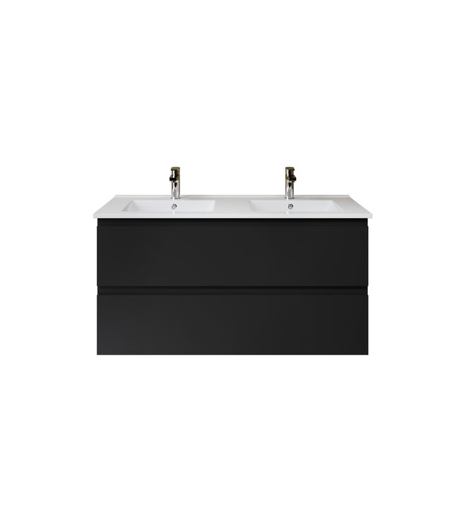 Wastafelonderkast Sally XL 118x60x45,3cm - Mat Zwart (Greeploos & Softclose)