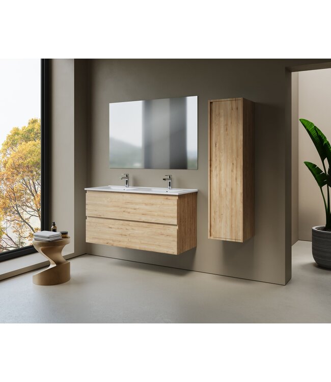 Wastafelonderkast Sally XL 118x60x45,3cm - Safir Eiken (Greeploos & Softclose)