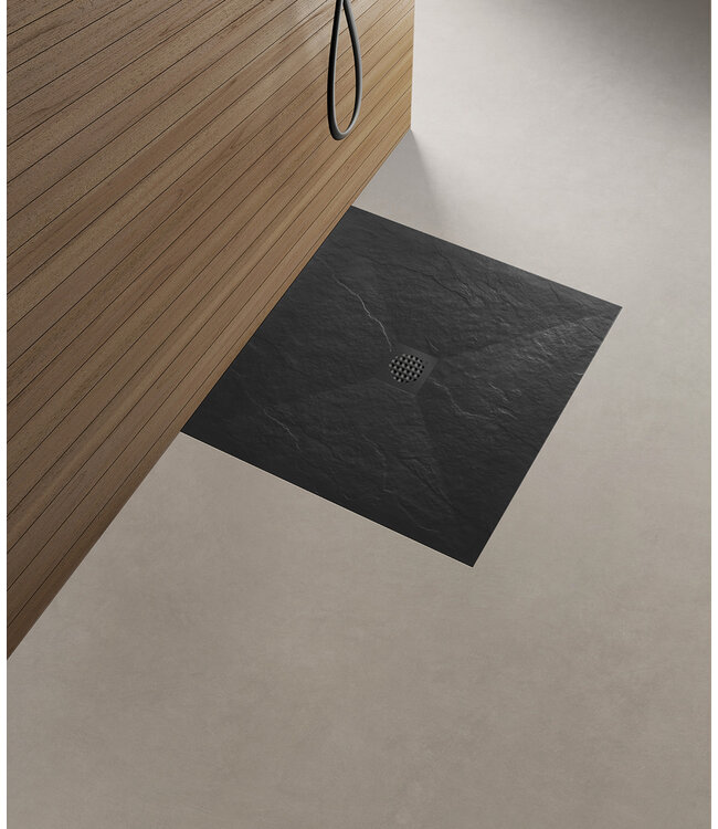 Douchebak Composiet Stonea Mat Zwart 100x100cm Antislip & Inkortbaar