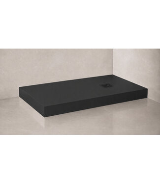 Wiesbaden Voorzetpaneel 12cm Wiesbaden Stonea Mat Zwart 90 - 80 x 100 - 70 cm Inclusief Potenset