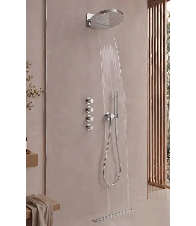 UniMatch Pluuto Hoofddouche 2-standen Chroom 32cm - Inbouw wandmontage
