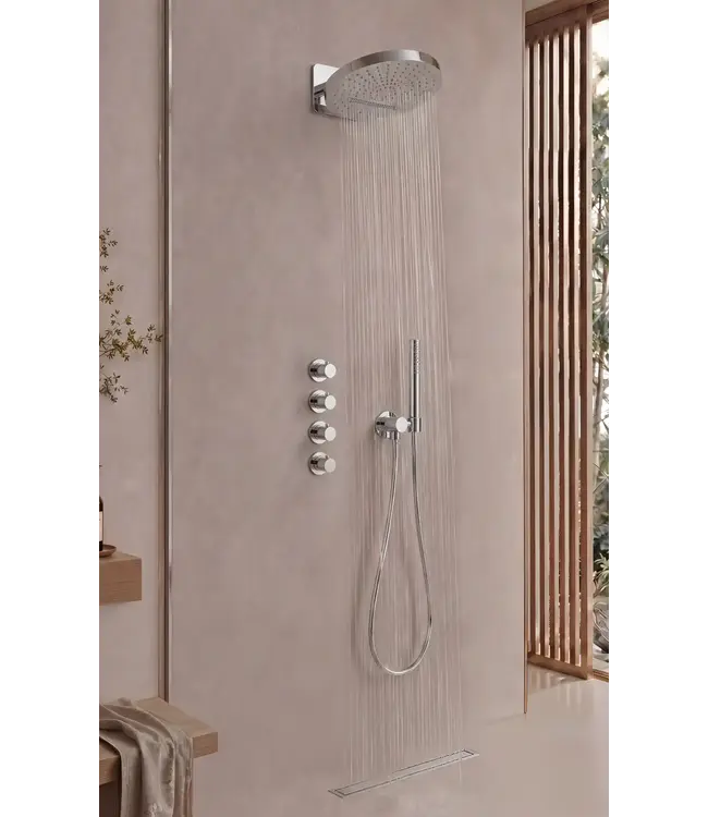 UniMatch Pluuto Hoofddouche 2-standen Chroom 32cm - Inbouw wandmontage
