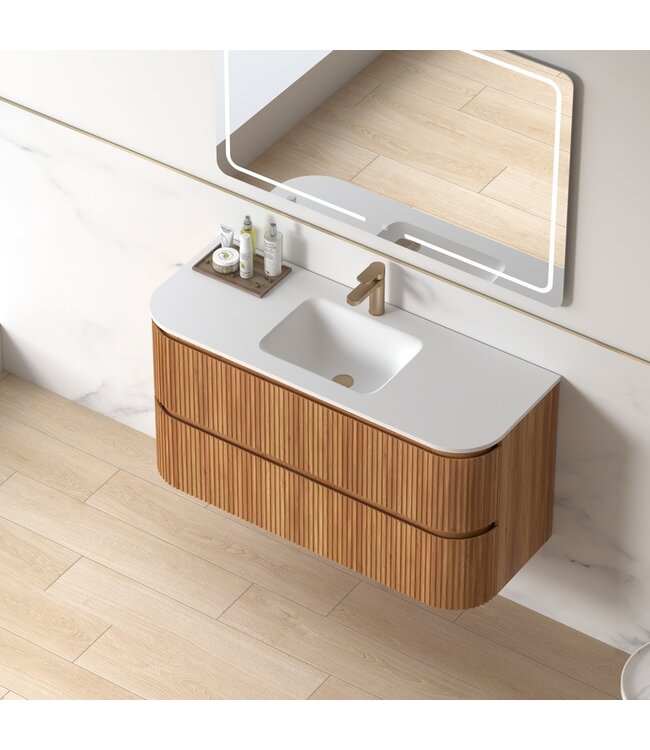 Badkamermeubel Eleonora 120 cm Acacia | Enkele Keramische Wastafel