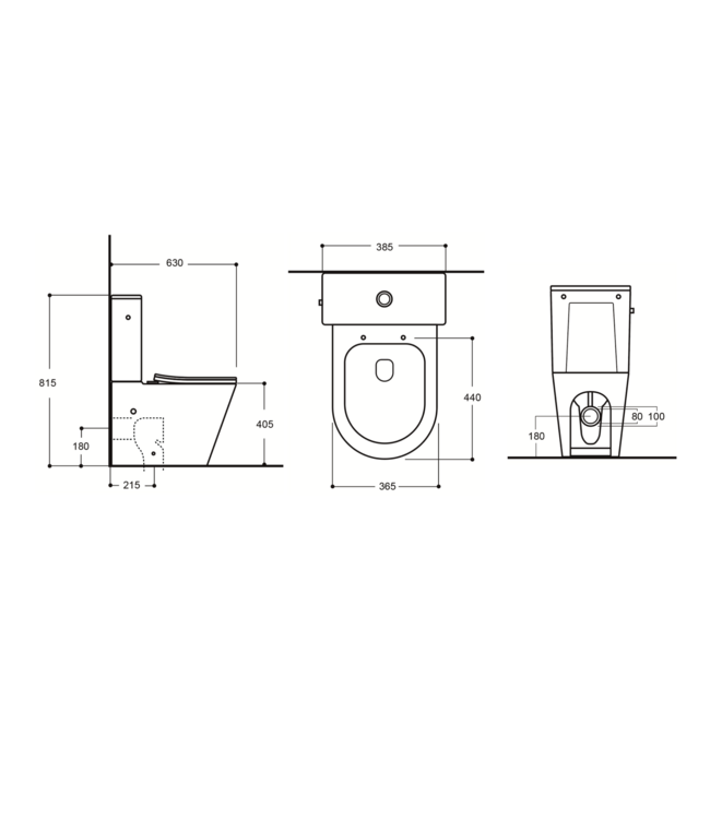 Staand toilet Duoblok Compleet - Back-to-Wall - Glanzend Wit - Randloos - OA&PK
