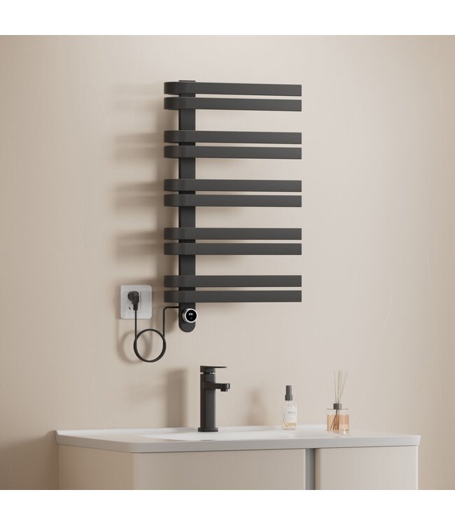 Elektrische Handdoekradiator Mat Zwart 90x50cm 225W - Smart WiFi