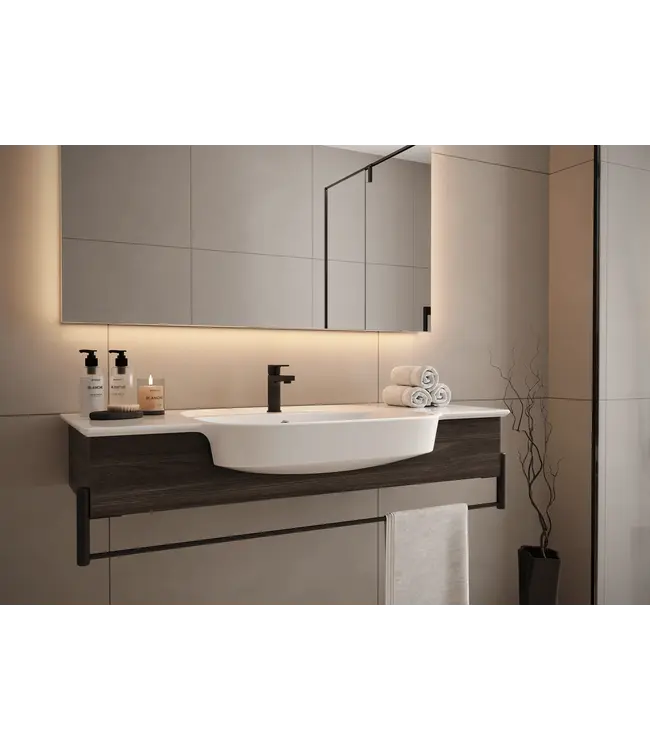 Kaya Wastafelmeubel 100cm met Frame & Witte Wastafel