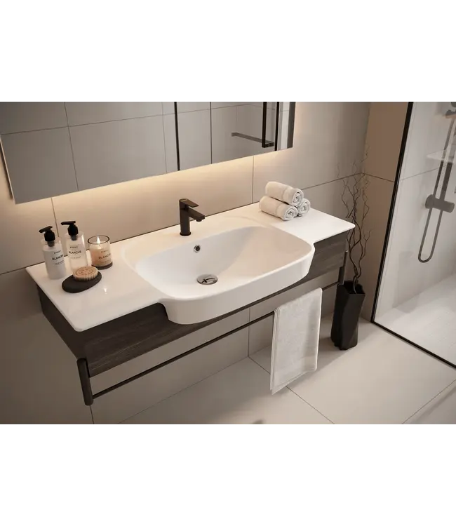 Kaya Wastafelmeubel 100cm met Frame & Witte Wastafel