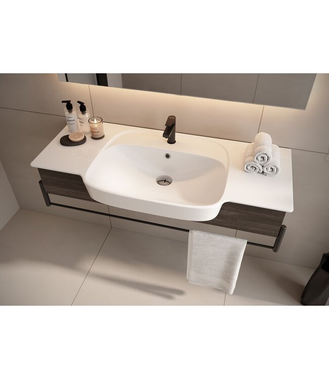 Kaya Wastafelmeubel 100cm met Frame & Witte Wastafel