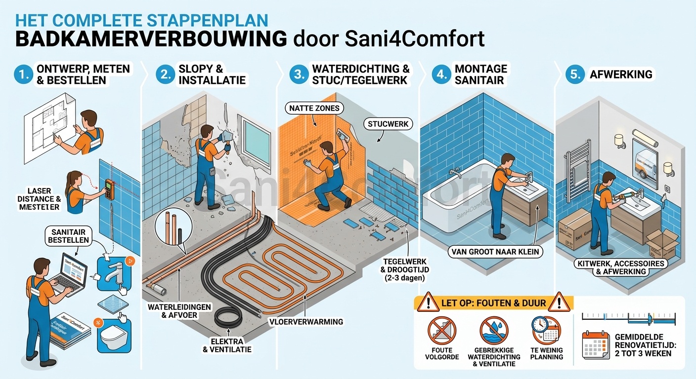 Badkamer verbouwen: de juiste volgorde | Sani4comfort