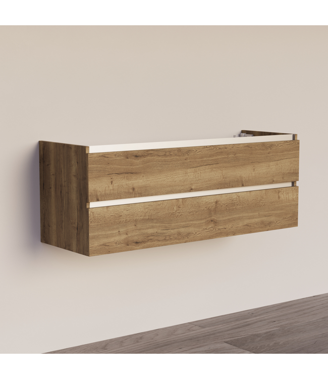 Wastafelonderkast Trendline Basic 140 cm Tabak Oak | 2 Softclose lades