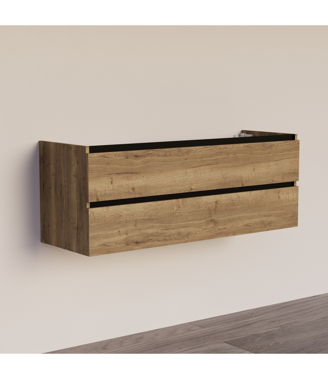 Wastafelonderkast Trendline Basic 140 cm Tabak Oak | 2 Softclose lades