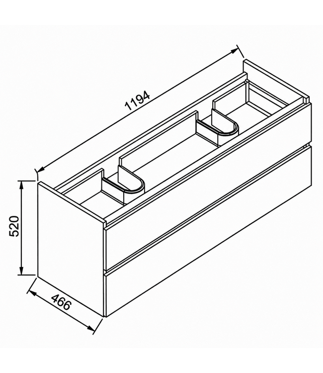 Wastafelonderkast Trendline Basic 120 cm Glans Wit | 2 Softclose lades