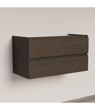 SANI-SUPPLY Wastafelonderkast Trendline Basic 100 cm Brown Oak | 2 Softclose lades