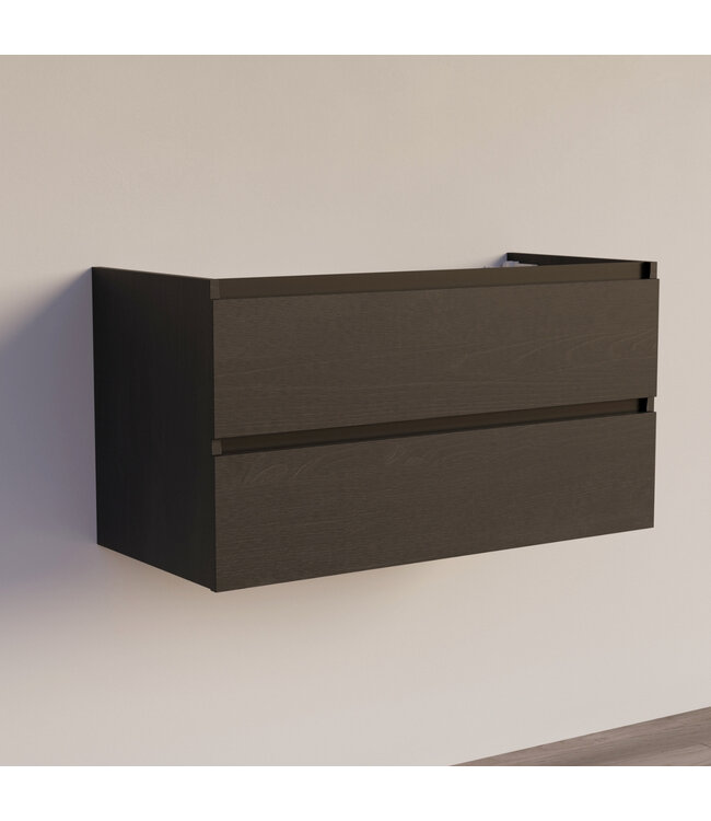 Wastafelonderkast Trendline Basic 100 cm Black Oak | 2 Softclose lades