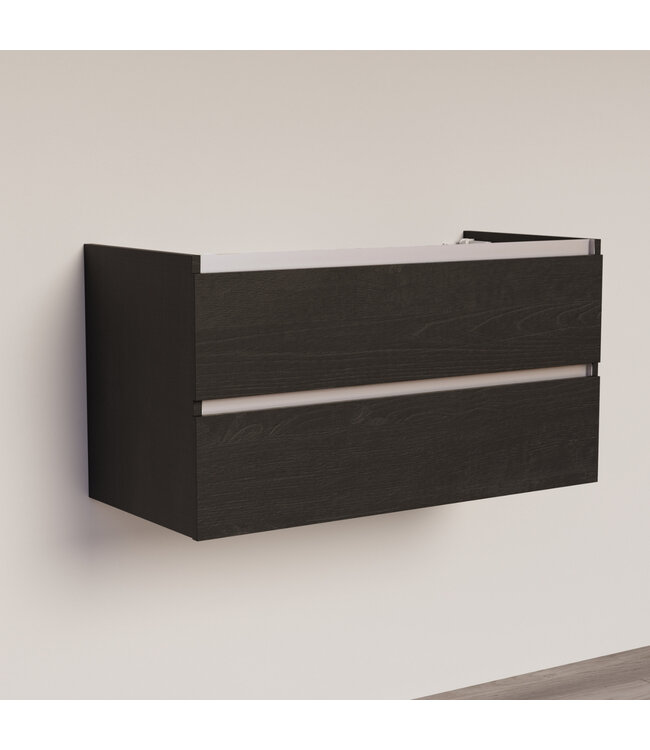Wastafelonderkast Trendline Basic 100 cm Black Oak | 2 Softclose lades