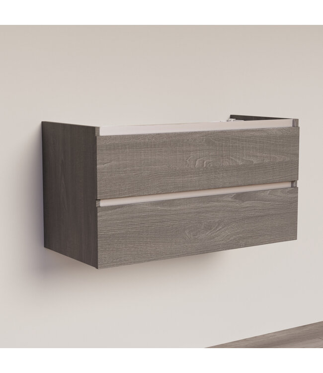 Wastafelonderkast Trendline Basic 100 cm Silver Oak | 2 Softclose lades