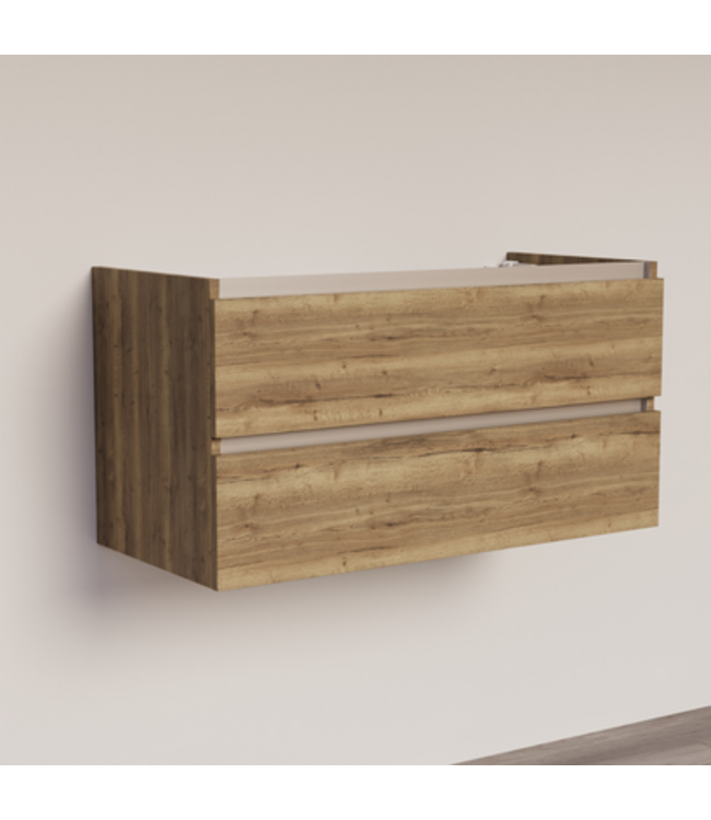 Wastafelonderkast Trendline Tabak Oak 100x47x52cm softclose lades