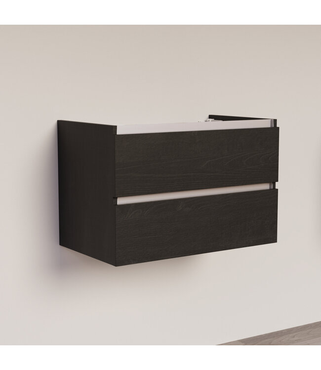 Wastafelonderkast Trendline Basic 80 cm Black Oak | 2 Softclose lades