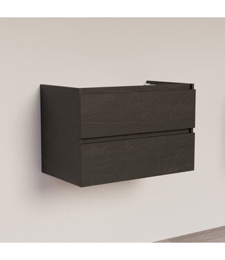 SANI-SUPPLY Wastafelonderkast Trendline Basic 80 cm Black Oak | 2 Softclose lades