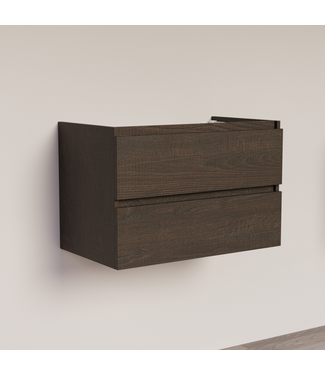 SANI-SUPPLY Wastafelonderkast Trendline Basic 80 cm Brown Oak | 2 Softclose lades