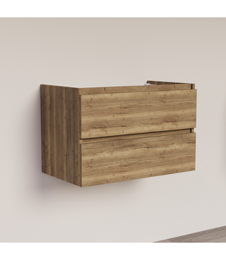 SANI-SUPPLY Wastafelonderkast Trendline Tabak Oak 80x47x52cm softclose lades