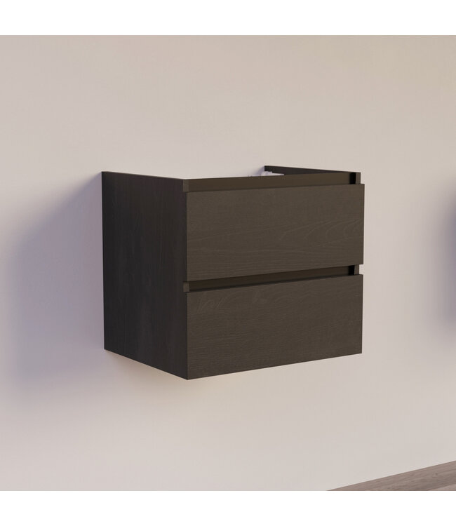 Wastafelonderkast Trendline Basic 60 cm Black Oak | 2 Softclose lades