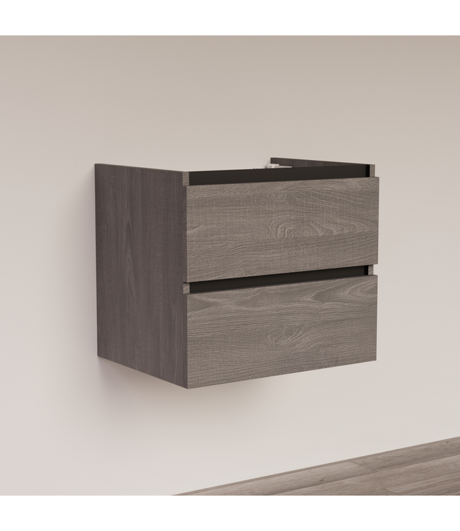 Wastafelonderkast Trendline Basic 60 cm Silver Oak | 2 Softclose lades
