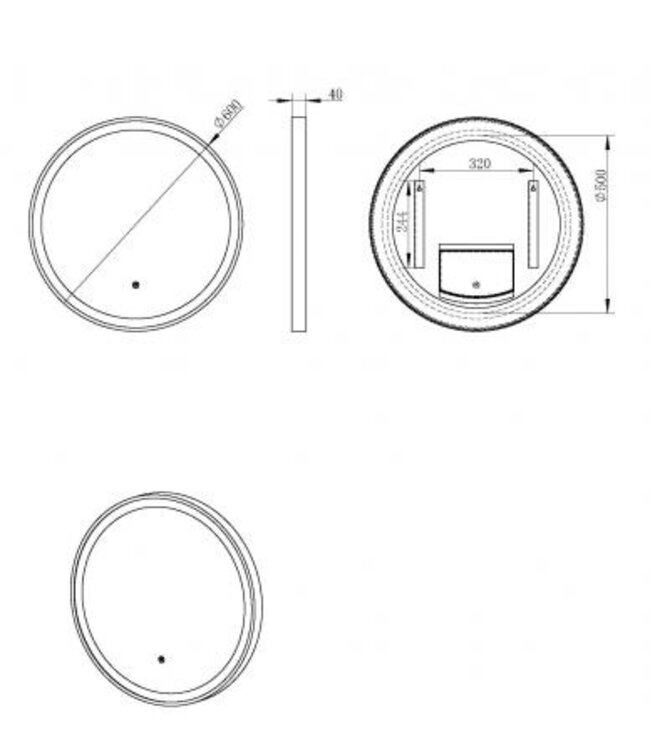 Badkamerspiegel Atlas Rond 60cm – Mat Zwart, LED & Verwarming