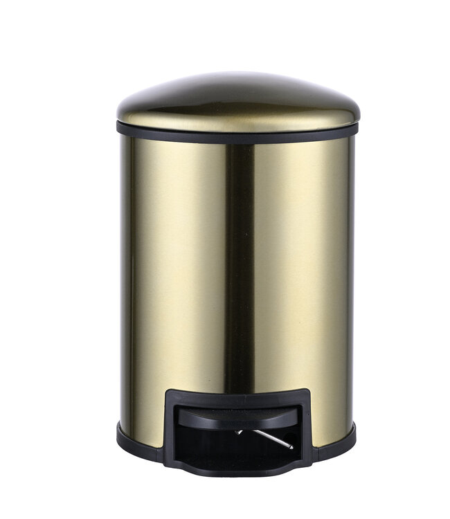 Pedaalemmer Tobin Geborsteld Messing - Softclose 3L afneembaar binnenbak