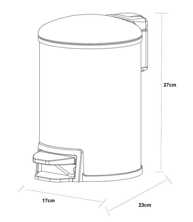 Pedaalemmer Tobin RVS - Softclose 3L afneembaar binnenbak