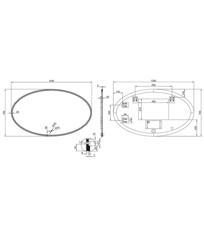 Ovale Badkamerspiegel Oliva 120x70 cm – Dual LED & Verwarming