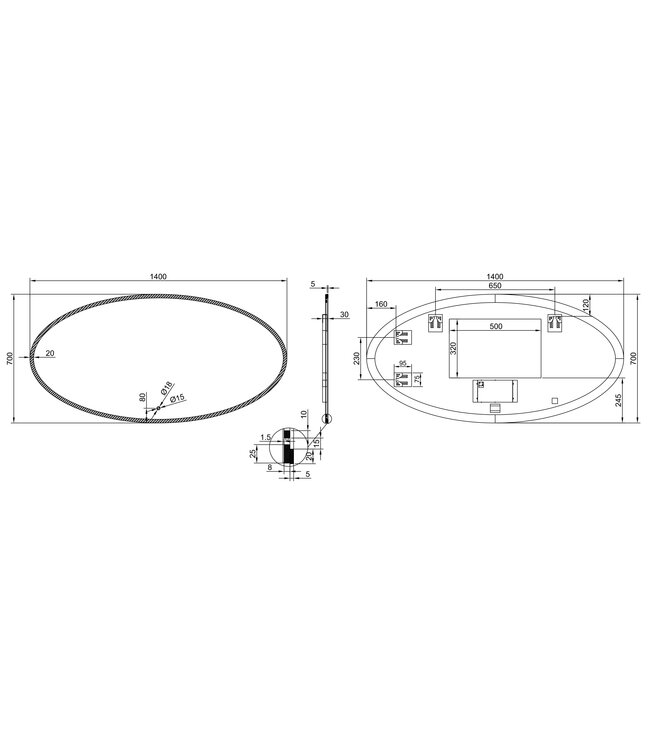Ovale Badkamerspiegel Oliva 140x70 cm – Dual LED & Verwarming