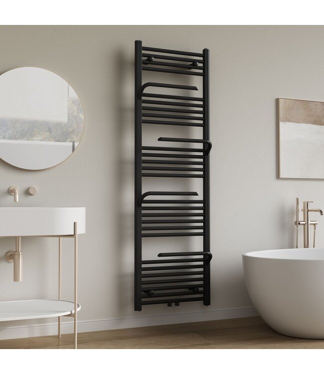 Handdoekradiator met handdoekhouder Mat Zwart 160x50cm – 2282W