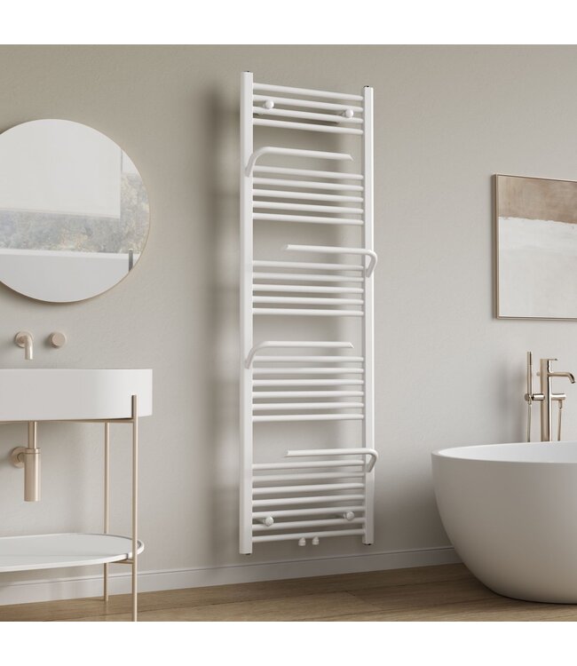 Handdoekradiator met handdoekhouder Glans Wit 160x50cm – 2282W