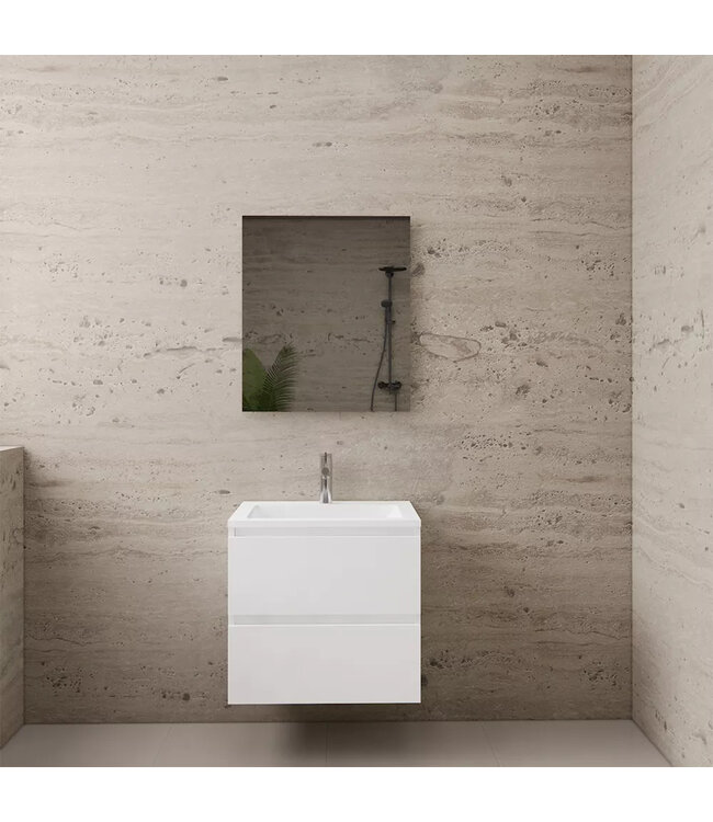 Wastafelonderkast Gliss Project 60 cm – Hoogglans Wit Badkamermeubel
