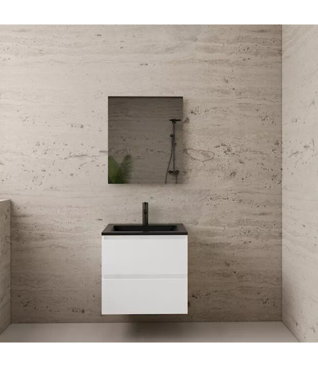 Wastafelonderkast Gliss Project 60 cm – Hoogglans Wit Badkamermeubel
