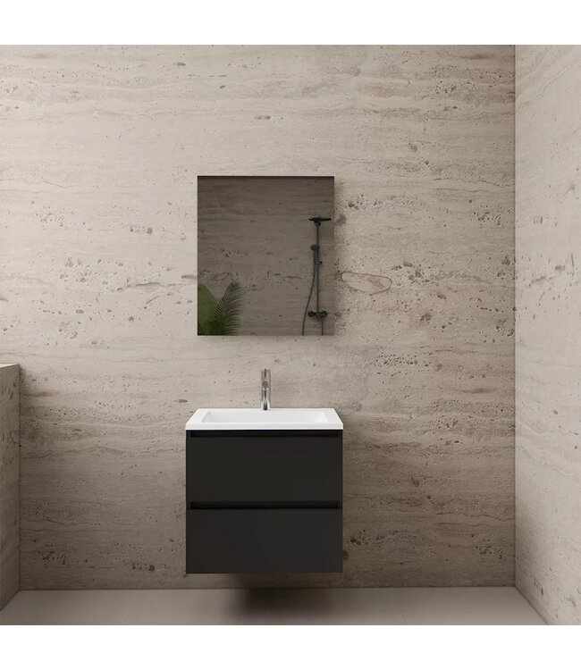 Wastafelonderkast Gliss Project 60 cm – Mat Zwart Badkamermeubel