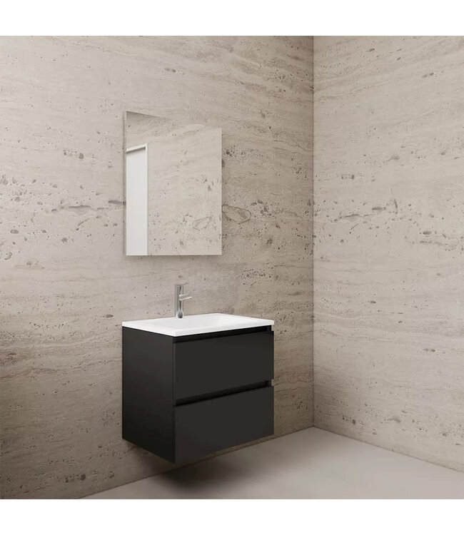 Wastafelonderkast Gliss Project 60 cm – Mat Zwart Badkamermeubel