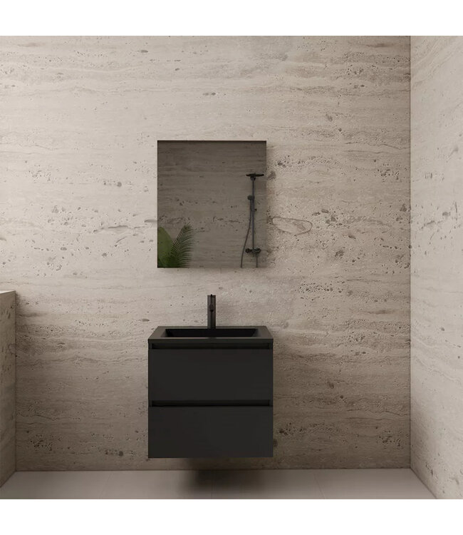 Wastafelonderkast Gliss Project 60 cm – Mat Zwart Badkamermeubel