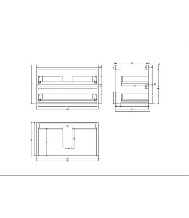 Wastafelonderkast Gliss Project 80 cm – Antraciet Hoogglans Badkamermeubel