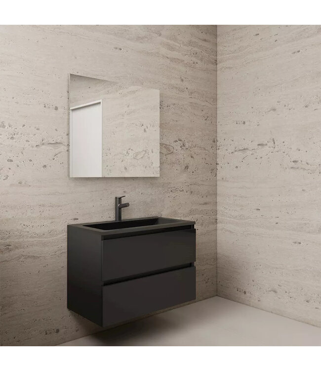 Wastafelonderkast Gliss Project 80 cm – Mat Zwart Badkamermeubel