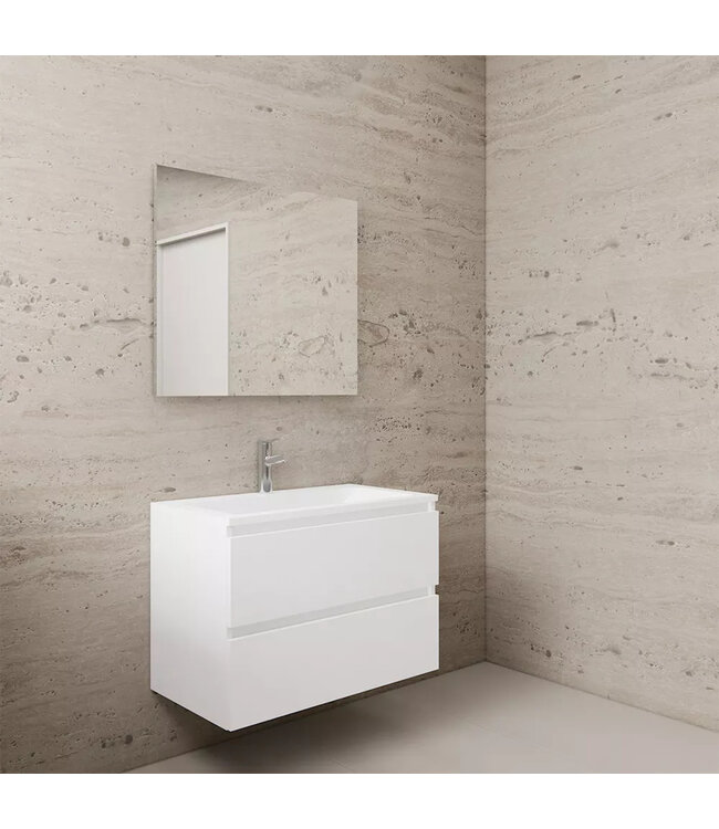 Wastafelonderkast Gliss Project 80 cm – Glans Wit Badkamermeubel