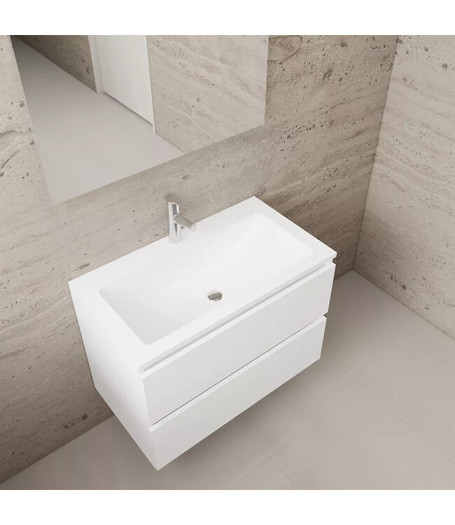 Wastafelonderkast Gliss Project 80 cm – Glans Wit Badkamermeubel