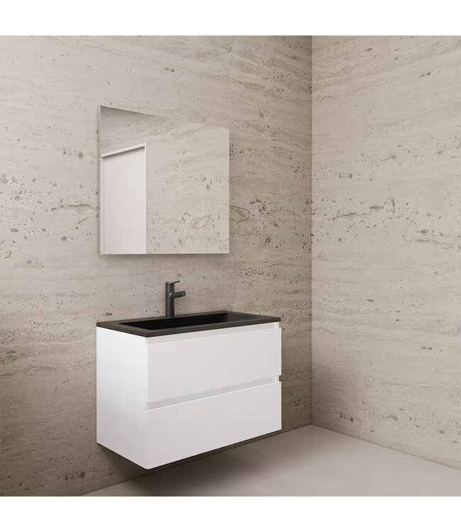 Wastafelonderkast Gliss Project 80 cm – Glans Wit Badkamermeubel