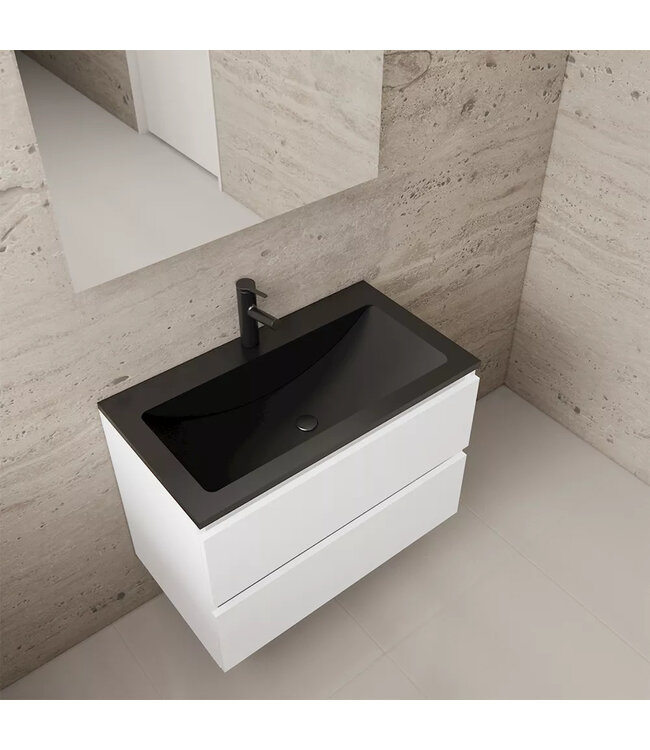 Wastafelonderkast Gliss Project 80 cm – Glans Wit Badkamermeubel