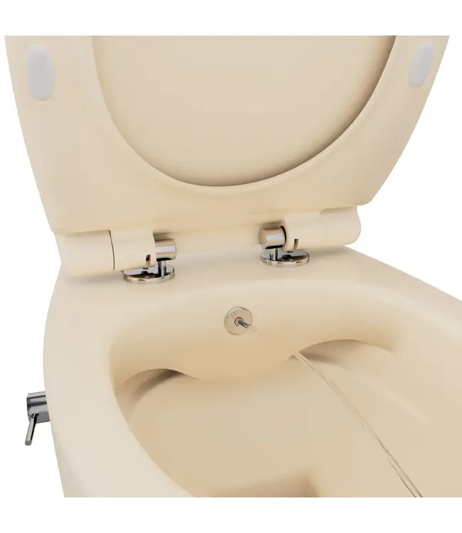 Hangtoilet met bidet Ivoor Mat met Geintegreerde kraan Koud⎢Isvea Sentimenti NEO Randloos excl. wc bril