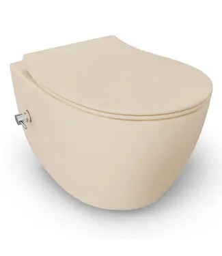 Isvea Hangtoilet met bidet Ivoor Mat met Geintegreerde kraan Koud⎢Isvea Sentimenti NEO Randloos excl. wc bril