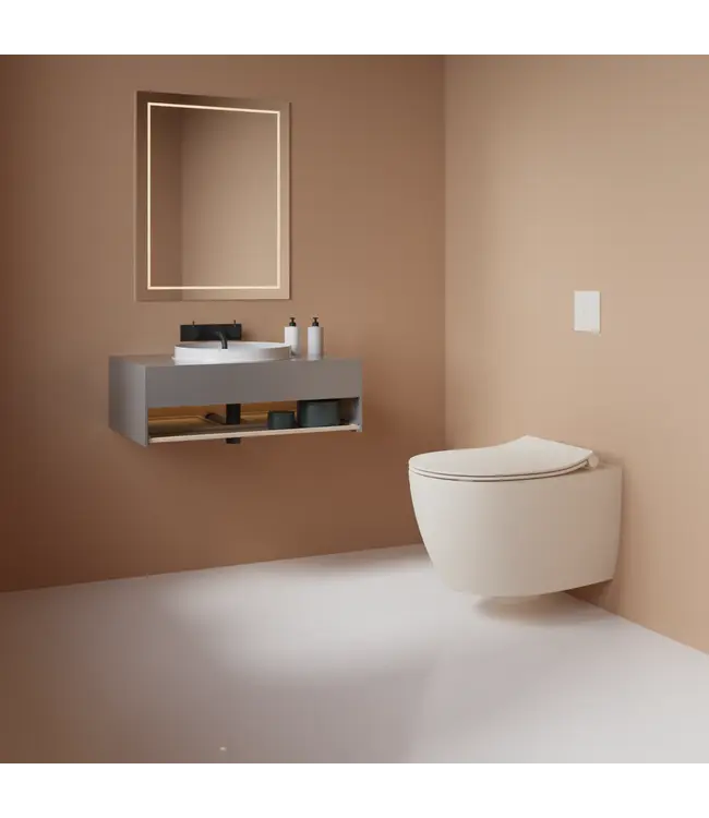 Hangtoilet Randloos Ivoor Mat - Isvea Sentimenti NEO⎢excl. wc bril