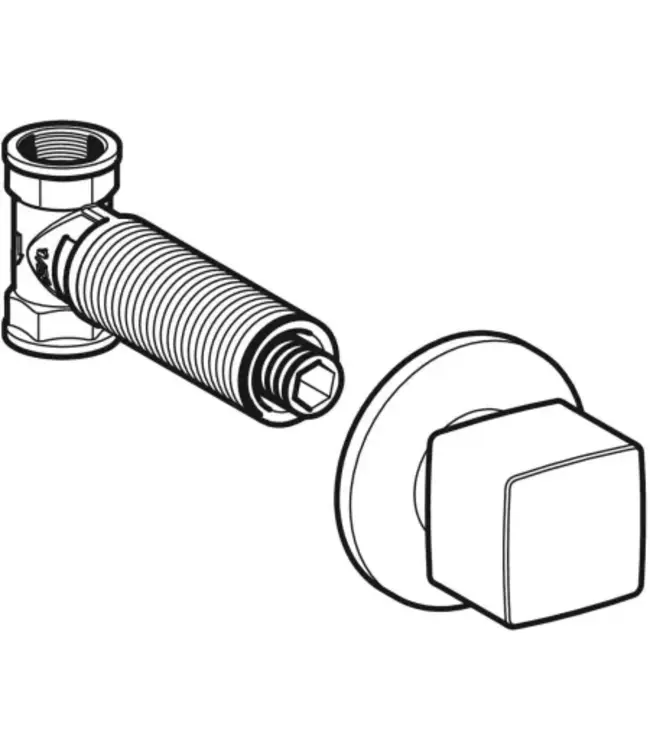 Geberit Inbouw bidetkraan / Stopkraan Koud 1/2" Chroom - Vierkant