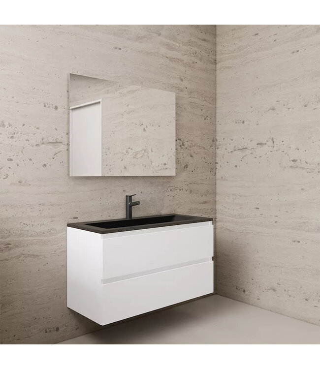 Wastafelonderkast Gliss Project 100 cm – Glans Wit Badkamermeubel